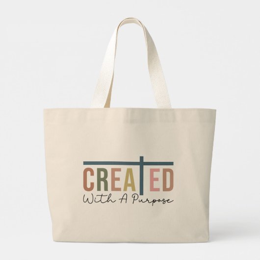 Creëer met een doel Christelijke vrouwen op basis  Grote Tote Bag (Achterkant)