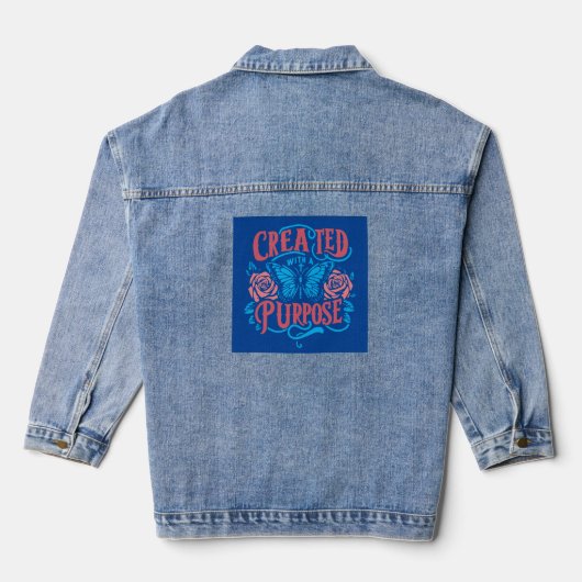 "Creëer met een doel" Doelgerichte Threads Denim Jacket (Achterkant)