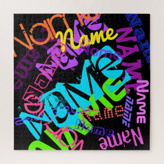 Creëer Naam heldere kleuren en zwart Legpuzzel