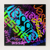 Creëer Naam heldere kleuren en zwart Legpuzzel (Horizontaal)