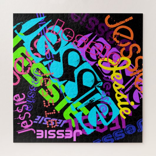 Creëer Naam  heldere kleuren en zwart Legpuzzel (Horizontaal)