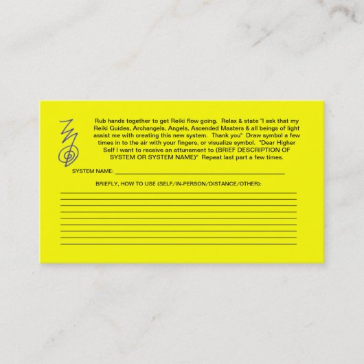 Creëer nieuwe Reiki-systeemkaarten Visitekaartje (Voorkant)