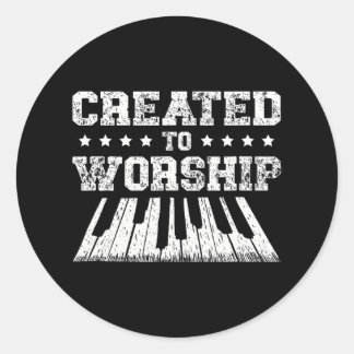 Creëer om pianist Christelijk te aanbidden Ronde Sticker