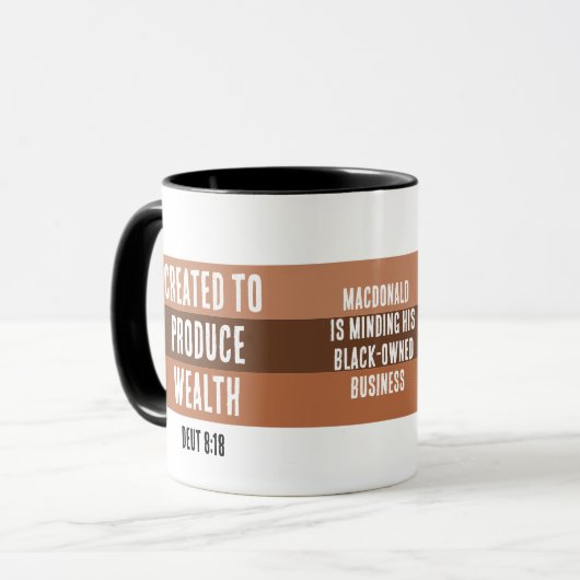 CREËER OM RIJKDOM TE PRODUCEREN Melanine Business Mok (Voorkant links)