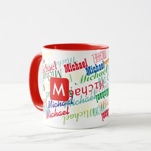 creëer / ontwerp je eigen naampatroon rood mok (Voorkant links)