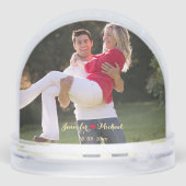 Creëer onze eerste kerst Pas getrouwd paar foto Sneeuwbol (Achterkant)