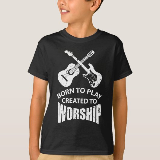 Creëer op Worship Christelijk Guitar Player T-shirt (Voorkant)