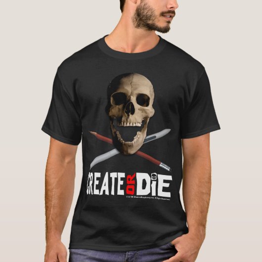 "Creëer or Die" Black T-Shirt (Voorkant)