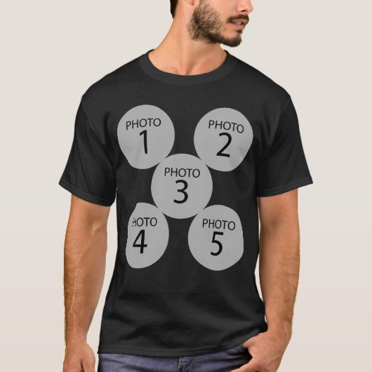 Creëer Originele sjabloon 5 RONDE FOTOKLLAGE T-shirt (Voorkant)