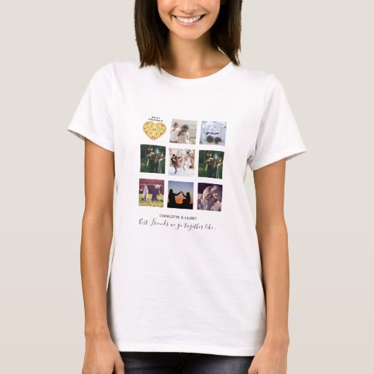Creëer own BFF Photo Collage Pizza Gift T-shirt (Voorkant)