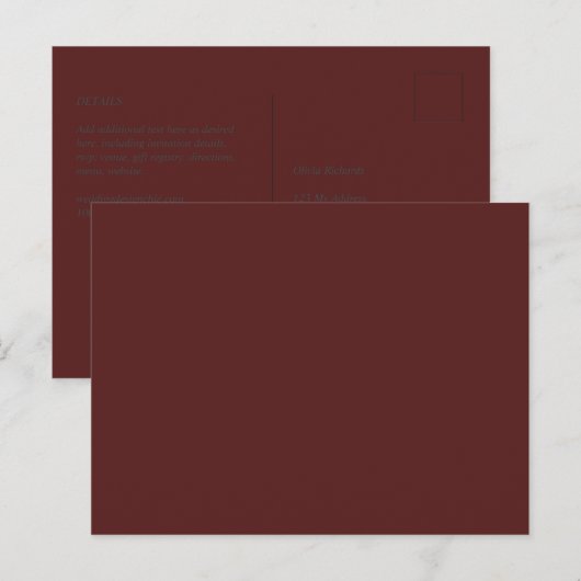 Creëer Own Elegant Burgundy Briefkaart (Voorkant / Achterkant)