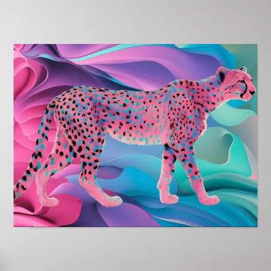Creëer Pastel Cheetah Abstract Behang Poster (Voorkant)