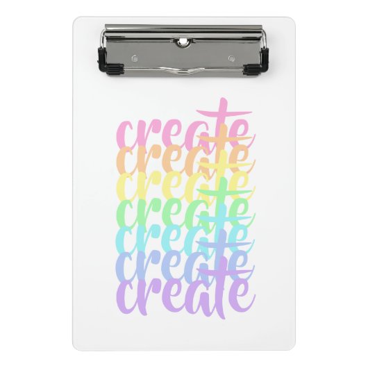 Creëer Pastel Rainbow Words Mini Clipboard Klembord (Voorkant)