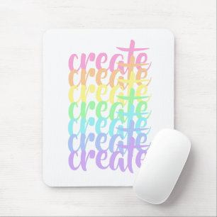 "Creëer" Pastel Rainbow Words Muismat
