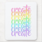 "Creëer" Pastel Rainbow Words Muismat (Voorkant)