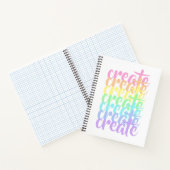 "Creëer" Pastel Rainbow Words Notitieboek (Binnen)