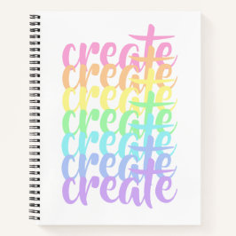 "Creëer" Pastel Rainbow Words Notitieboek