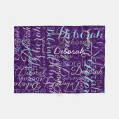 Creëer Personalized Name Typography Paarse Fleece Deken (Voorkant (Horizontaal))