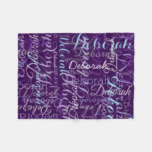 Creëer Personalized Name Typography Paarse Fleece Deken (Voorkant (Horizontaal))