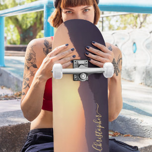 Creëer Persoonlijke foto Gold Monogram Naam Maple Persoonlijk Skateboard