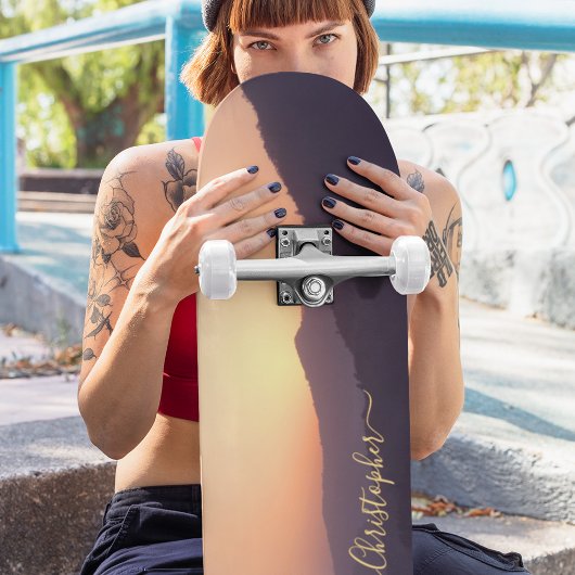 Creëer Persoonlijke foto Gold Monogram Naam Maple Persoonlijk Skateboard