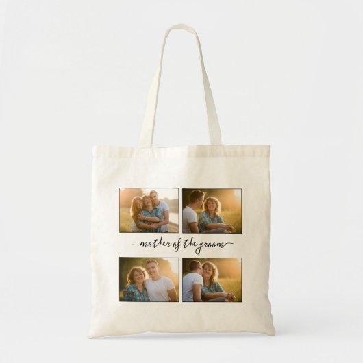 Creëer Persoonlijke fotocollage Moeder van Groom Tote Bag (Voorkant)
