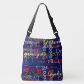 Creëer Persoonlijke kleurnaam Blauwe typografie Crossbody Tas (Voorkant)