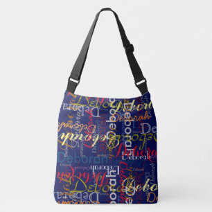 Creëer Persoonlijke kleurnaam Blauwe typografie Crossbody Tas