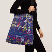 Creëer Persoonlijke kleurnaam Blauwe typografie Crossbody Tas (Dichtbij)