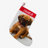 Creëer Pet Dog Foto met kleine kerststop Kleine Kerstsok (Voorkant (Hangend))