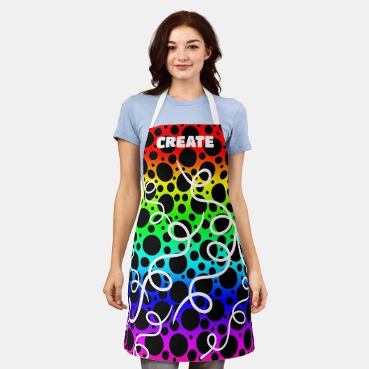 CREËER Rainbow Polka gedopt Apron Schort (Gedragen)