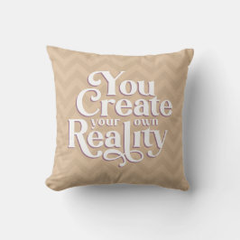 Creëer Reality Spiritueel Beige Modern Typografie Kussen