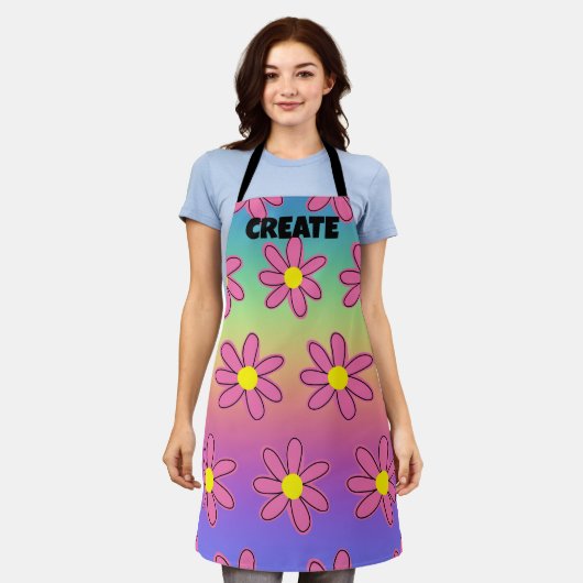 CREËER regenboogbloemen Schort (Gedragen)