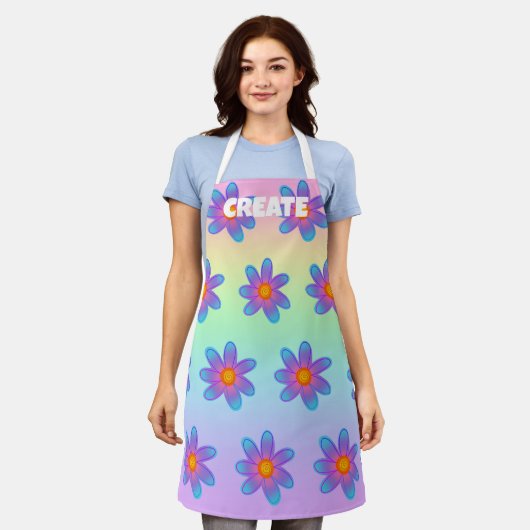 CREËER regenboogbloemen Schort (Gedragen)