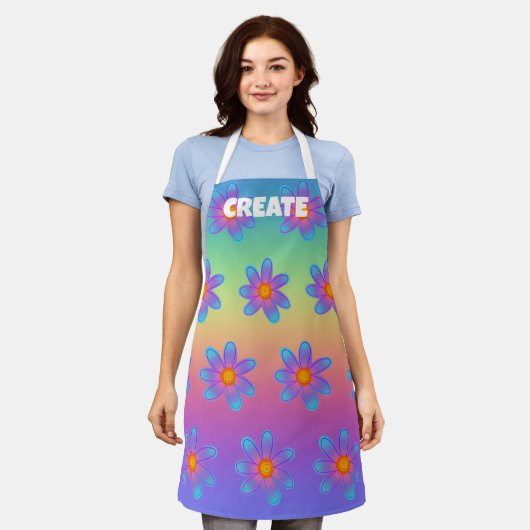 CREËER regenboogbloemen Schort (Gedragen)