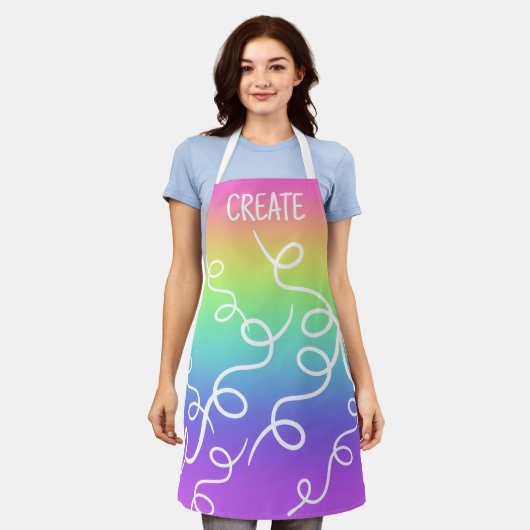 CREËER Regenbooggradiënt zwaaien Apron Schort (Gedragen)