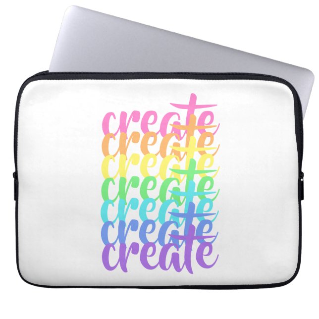 "Creëer" regenbooglaptophoes Laptop Sleeve (Voorkant)