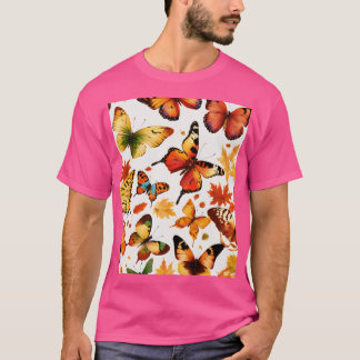 Creëer Seamless Autumn Butterflies Tshirt Design