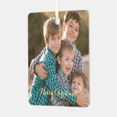 Creëer serie Foto Elegant Gold Script Kerstmis Metalen Ornament (Voorkant links)