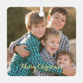 Creëer serie Foto Elegant Gold Script Kerstmis Metalen Ornament (Voorkant)