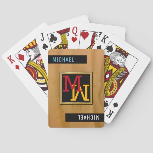 Creëer Speelkaarten / Monogram (naam + initiaal) (Achterkant)