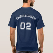 Creëer Speler Naam Jersey Nummer Mannen Blauwe Kat T-shirt (Achterkant)
