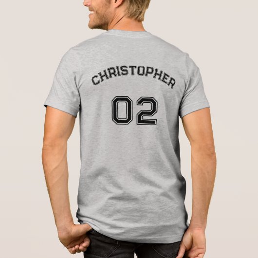 Creëer Speler Naam Jersey Nummer Mannen Grijze Kat Tri-Blend Shirt (Achterkant)