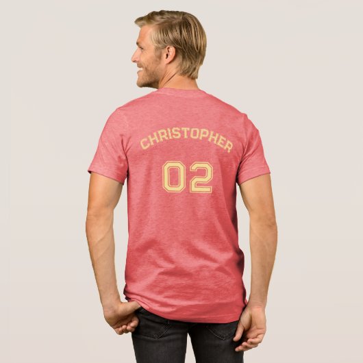 Creëer Speler Naam Jersey Nummer Mannen Rood Katoe Tri-Blend Shirt (Voorkant)