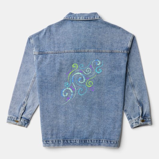 Creëer! Swirly Design Vrouwen Denim Jacket (Achterkant)