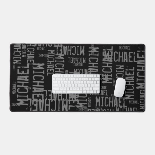Creëer Typografie Naam Patroon Zwart Bureaumat (Keyboard & Muis)