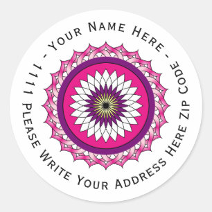 Creëer u bezit het Mandala geometrische Lotus roze Ronde Sticker
