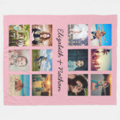 Creëer Uw Aangepast 12 Foto Collage Familie Roze Fleece Deken (Voorkant (Horizontaal))