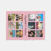 Creëer Uw Aangepast 12 Foto Collage Keepslag Roze Fleece Deken (Voorkant (Horizontaal))