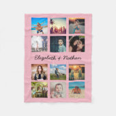 Creëer Uw Aangepast 12 Foto Collage Keepslag Roze Fleece Deken (Voorkant)